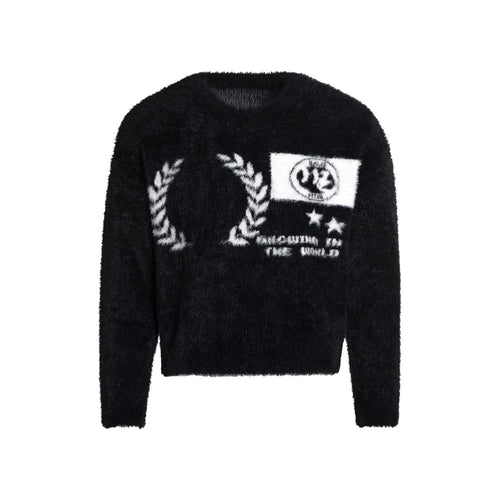 Madxmarx Fluffy Crest Knit Sweater - M / Black