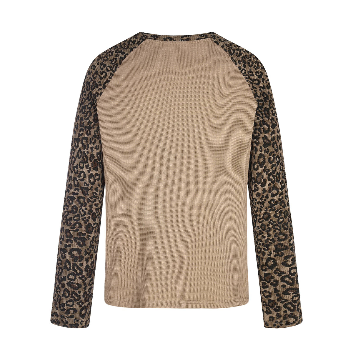 Madxmarx Leopard Sleeve Graphic Waffle Long Sleeve T-Shirt