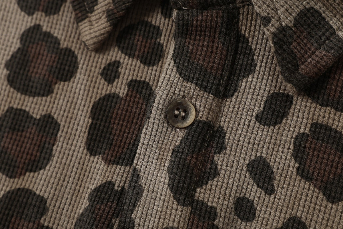 Madxmarx Leopard Print Long Sleeve Polo