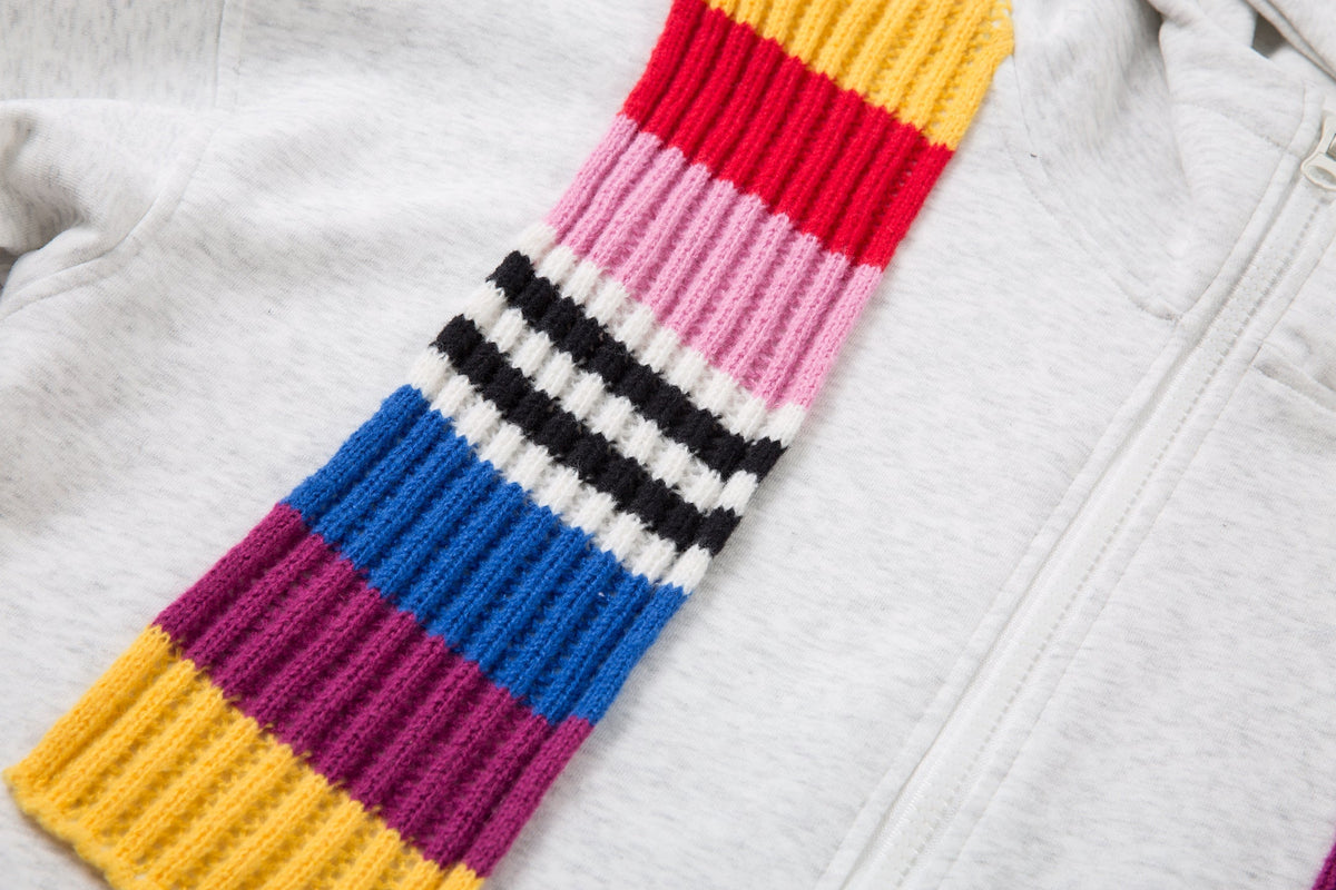 Madxmarx Color-Block Scarf Hooded Zip Jacket