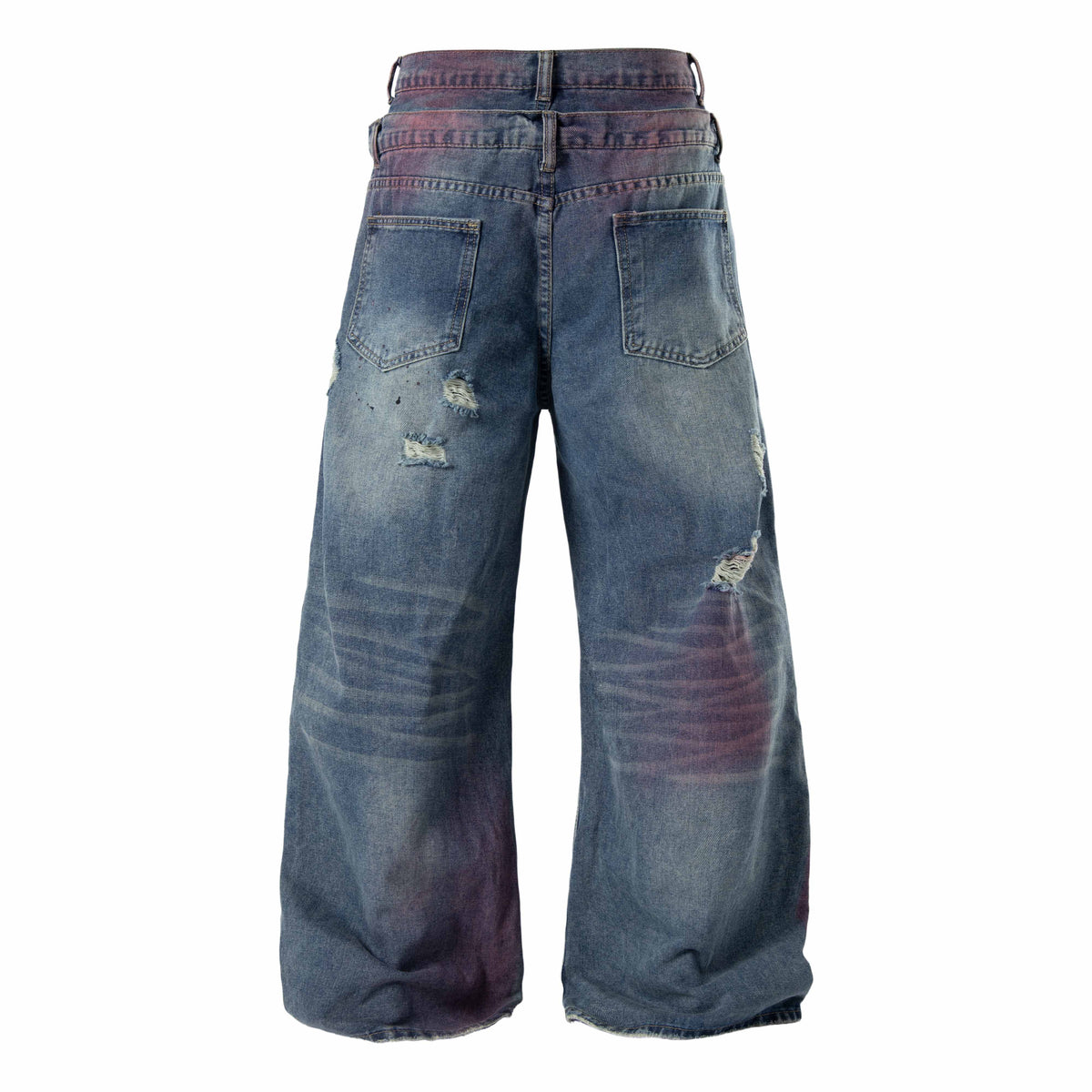 Madxmarx Distressed-Jeans mit weitem Bein in Washed-Optik