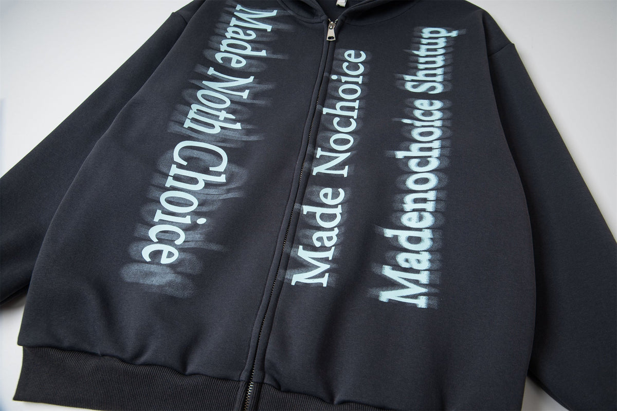 Madxmarx Gradient Letter Zip Hoodie