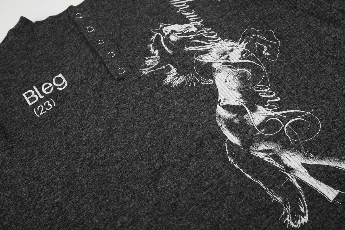 Madxmarx Vintage Horse Graphic Henley Long Sleeve