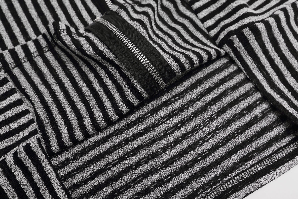 Madxmarx Striped Crest Zip-Up Hoodie