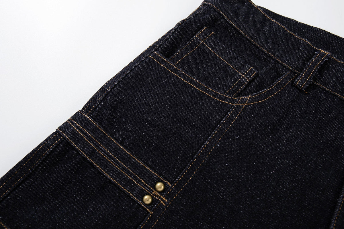 Madxmarx Military Button Panel Wide-Leg Jeans