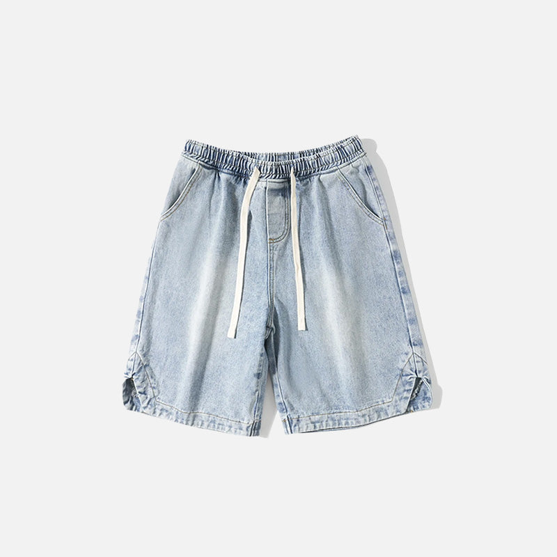 Washed Sports Denim Shorts