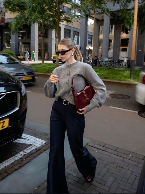 Autumn New Wide-Leg Striped Trousers