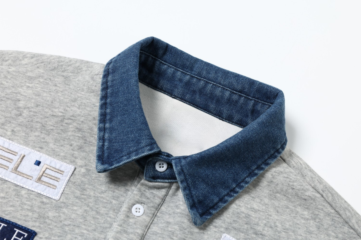 Sudadera tipo polo de patchwork Madxmarx