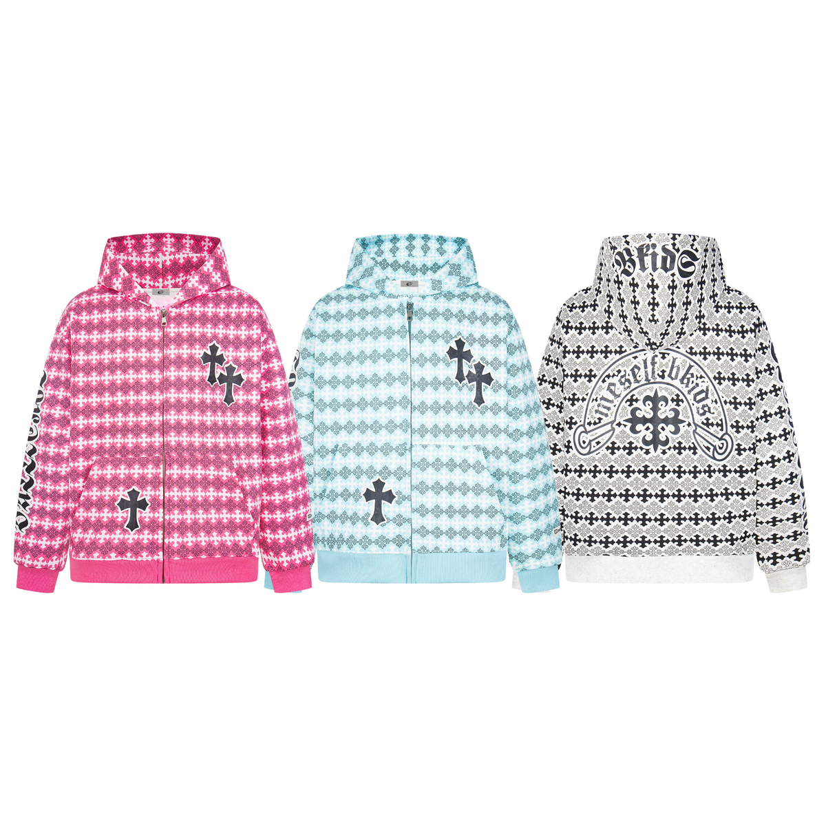 Madxmarx Gothic Pattern Full-Zip Hoodie