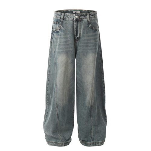 Madxmarx Curved-Panel Balloon Denim Pants - XS / Blue