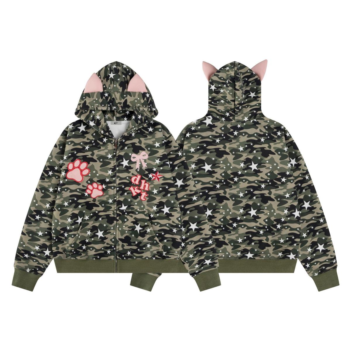 Madxmarx Camo Kitty Ear Zip Hoodie