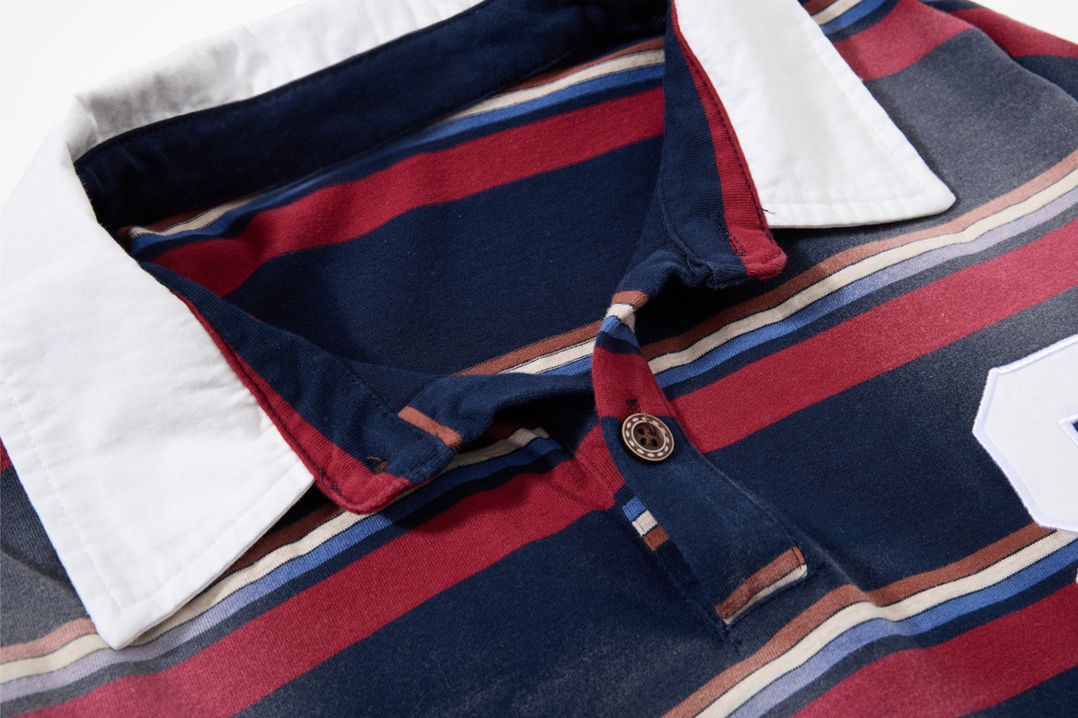 Madxmarx Layered Stripe Polo Long-Sleeve