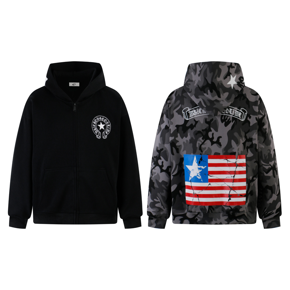 Madxmarx Camo Flag Zip-Up Hoodie
