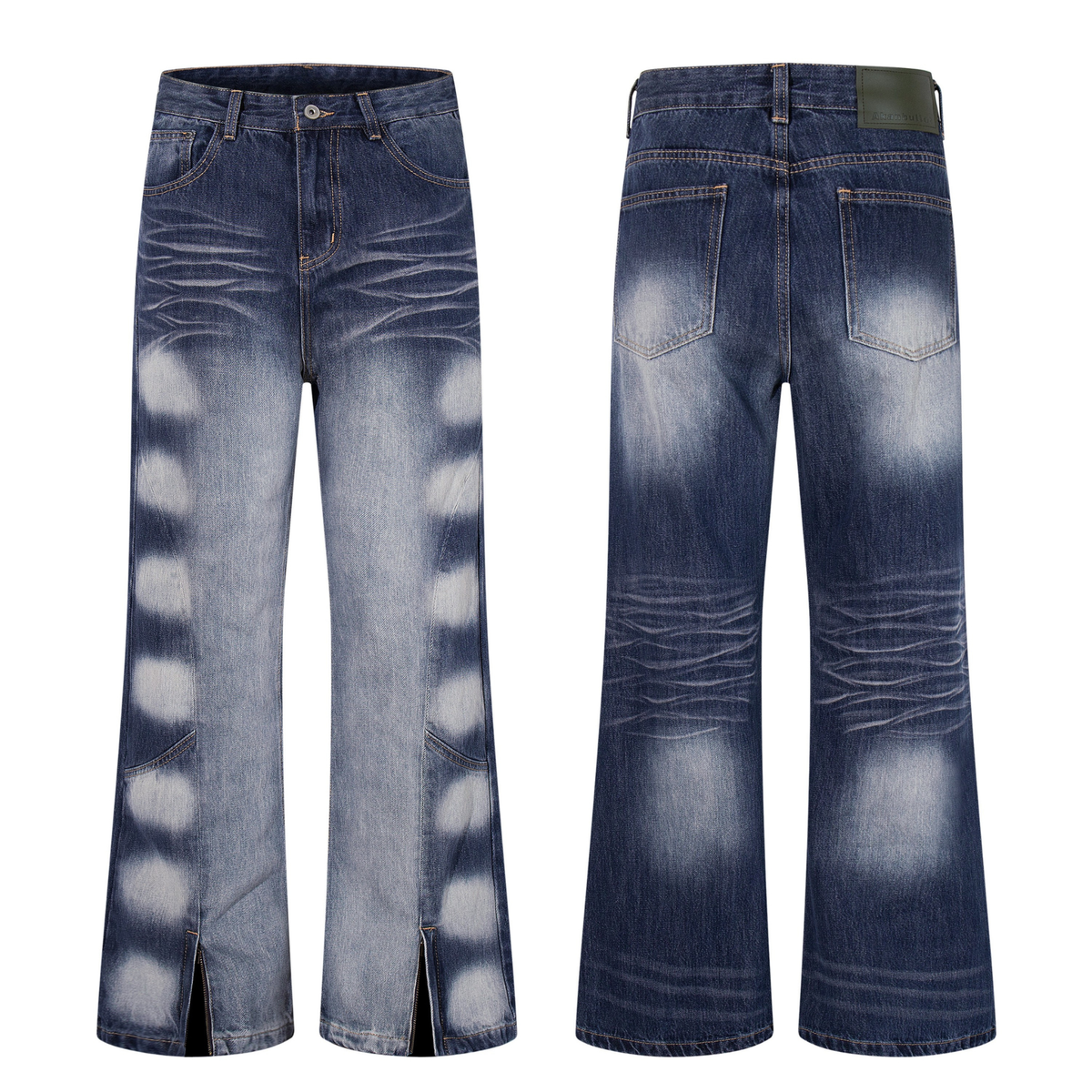 Madxmarx Gradient Fade Split-Hem Wide-Leg Jeans