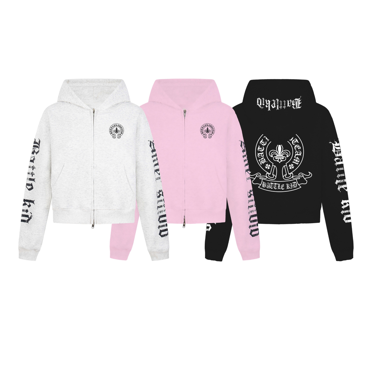 Sudadera con capucha y cremallera Madxmarx de letra gótica