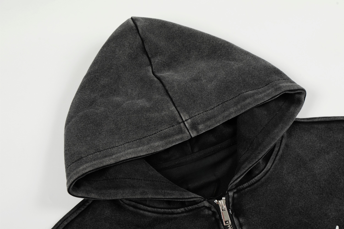 Madxmarx Distressed Graphic Zip Hoodie