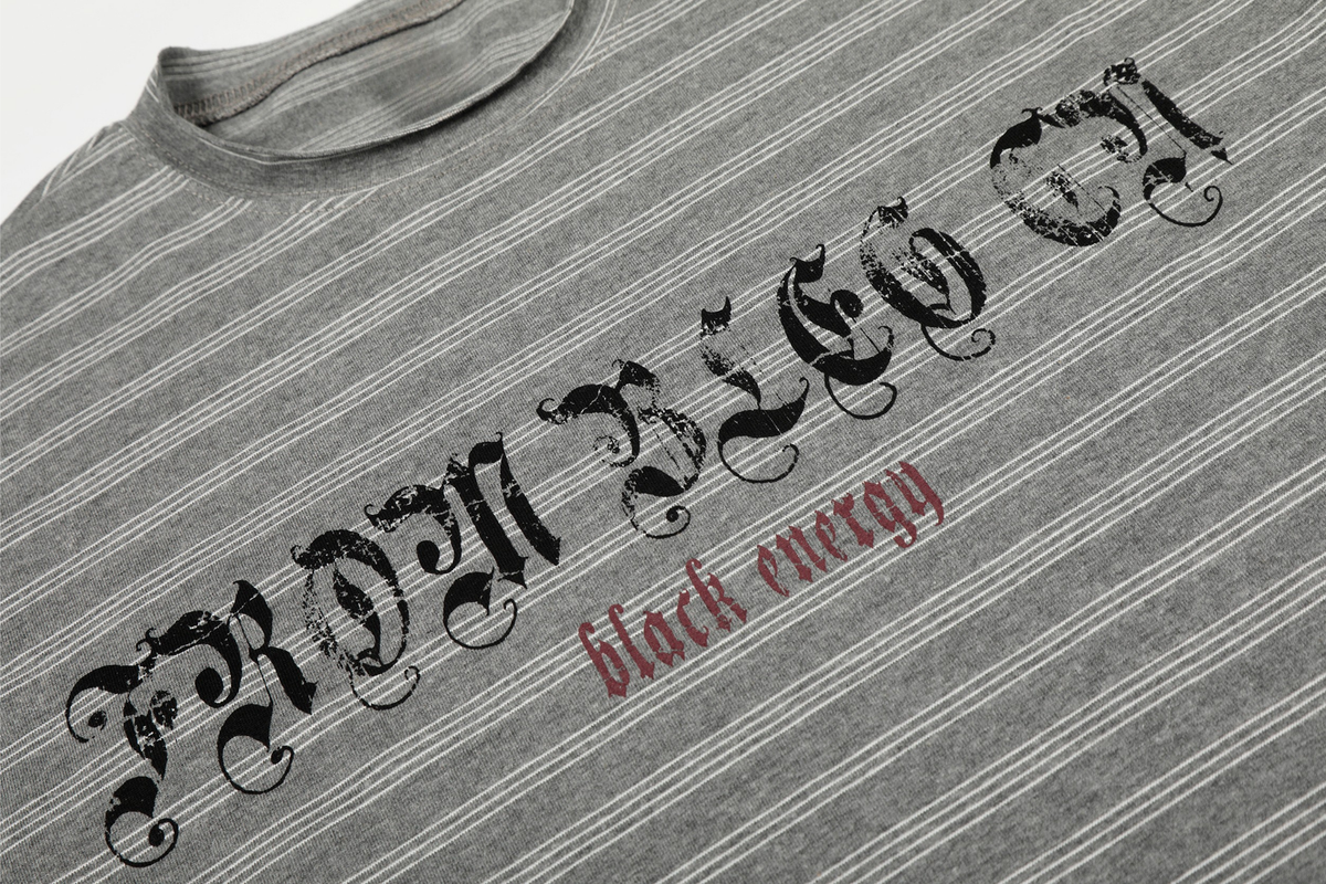 Madxmarx Striped Gothic Logo Long Sleeve Tee