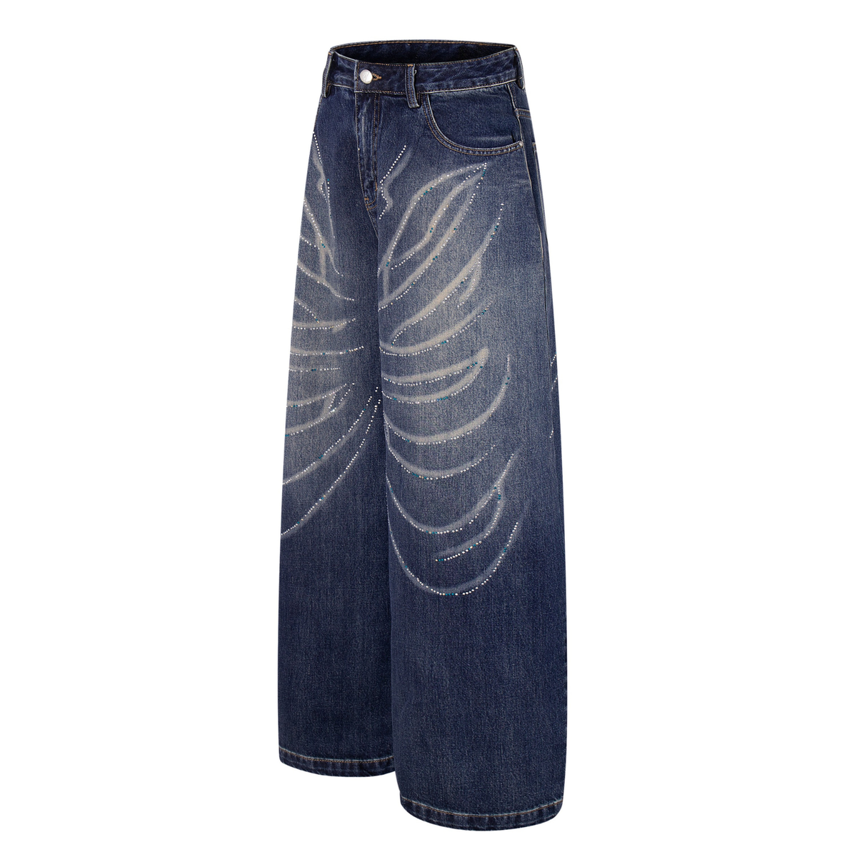 Madxmarx Rhinestone Wave Wide-Leg Jeans
