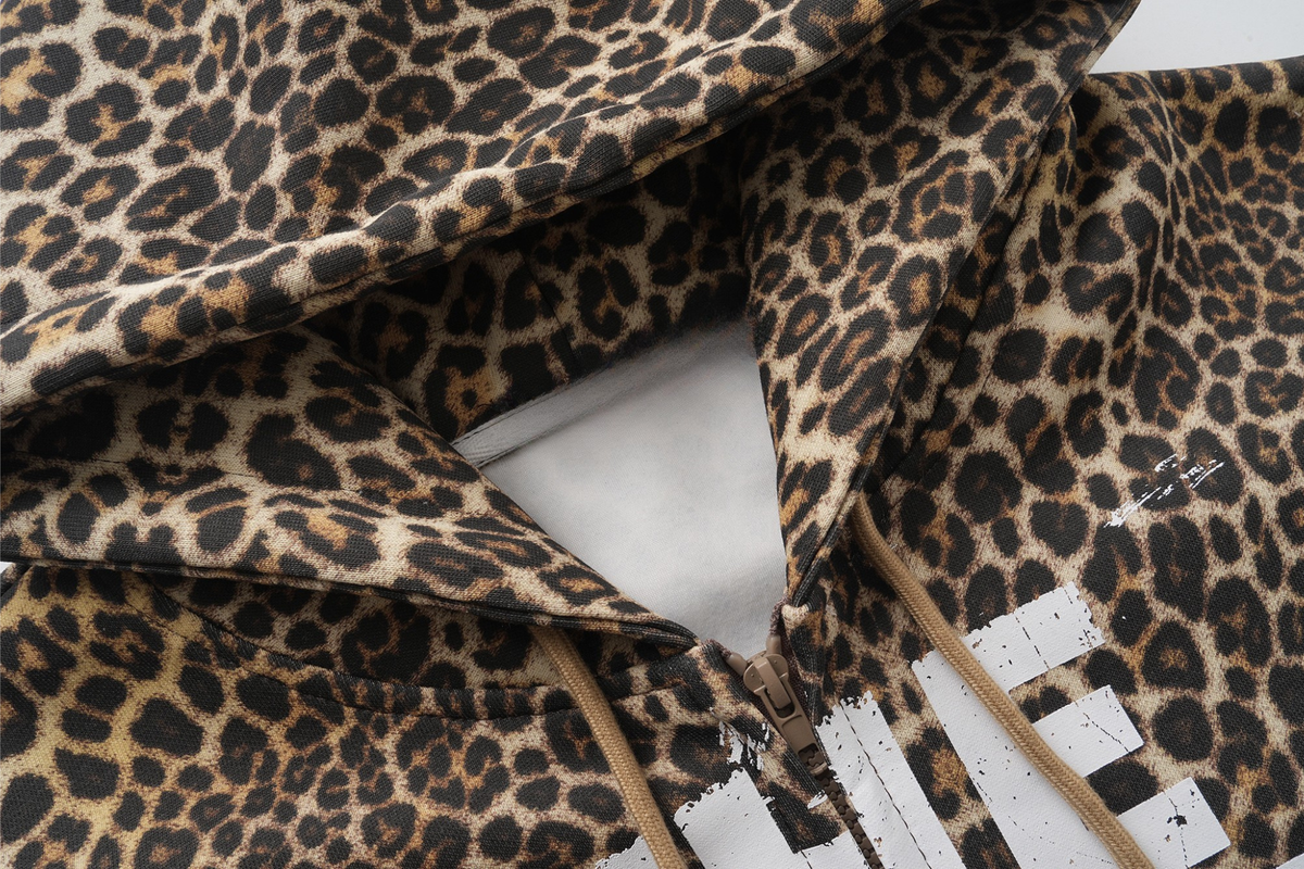 Madxmarx Leopard Graphic Zip-Up Hoodie