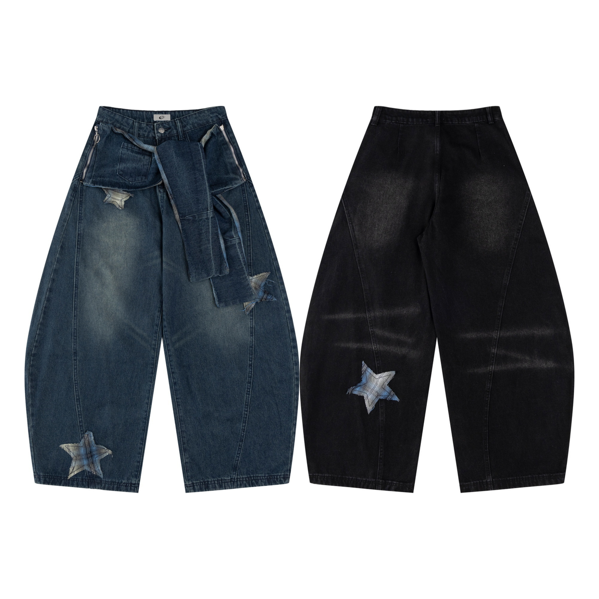 Jeans de pierna ancha con parche de estrella Madxmarx