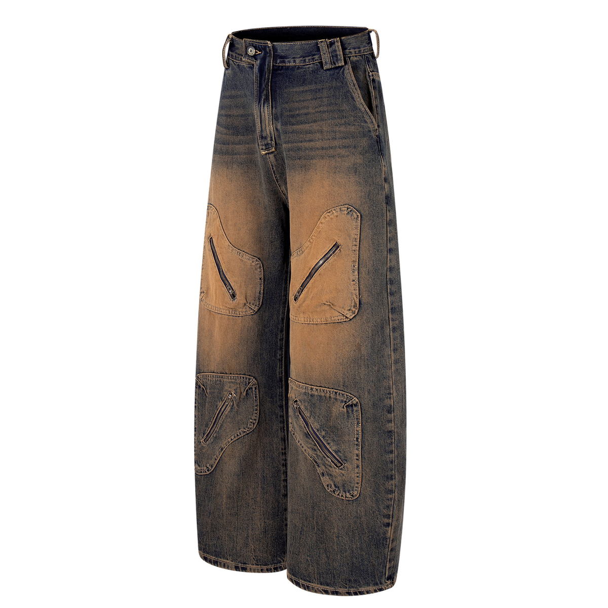Madxmarx Sand-Fade Utility Wide-Leg Jeans