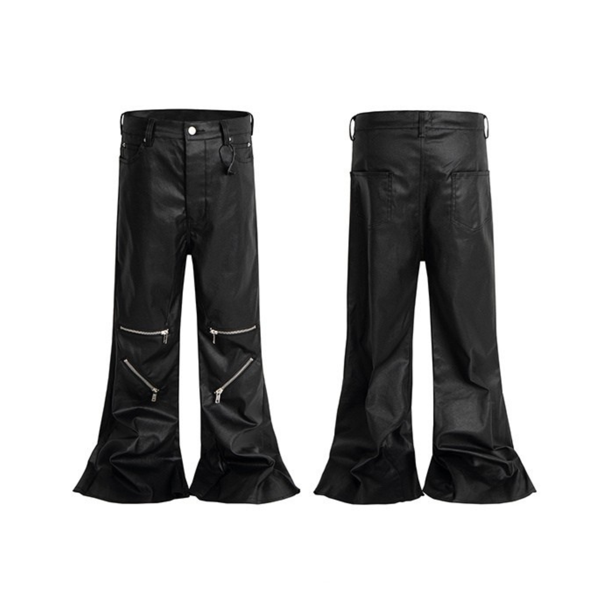 Pantalon en cuir à fermeture éclair et découpes Madxmarx