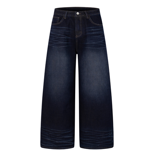 Jean large à écusson en cuir Madxmarx - 2XS / Bleu