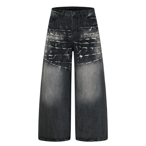 Vaqueros de pierna ancha con lavado desgastado Madxmarx - 2XS / Negro