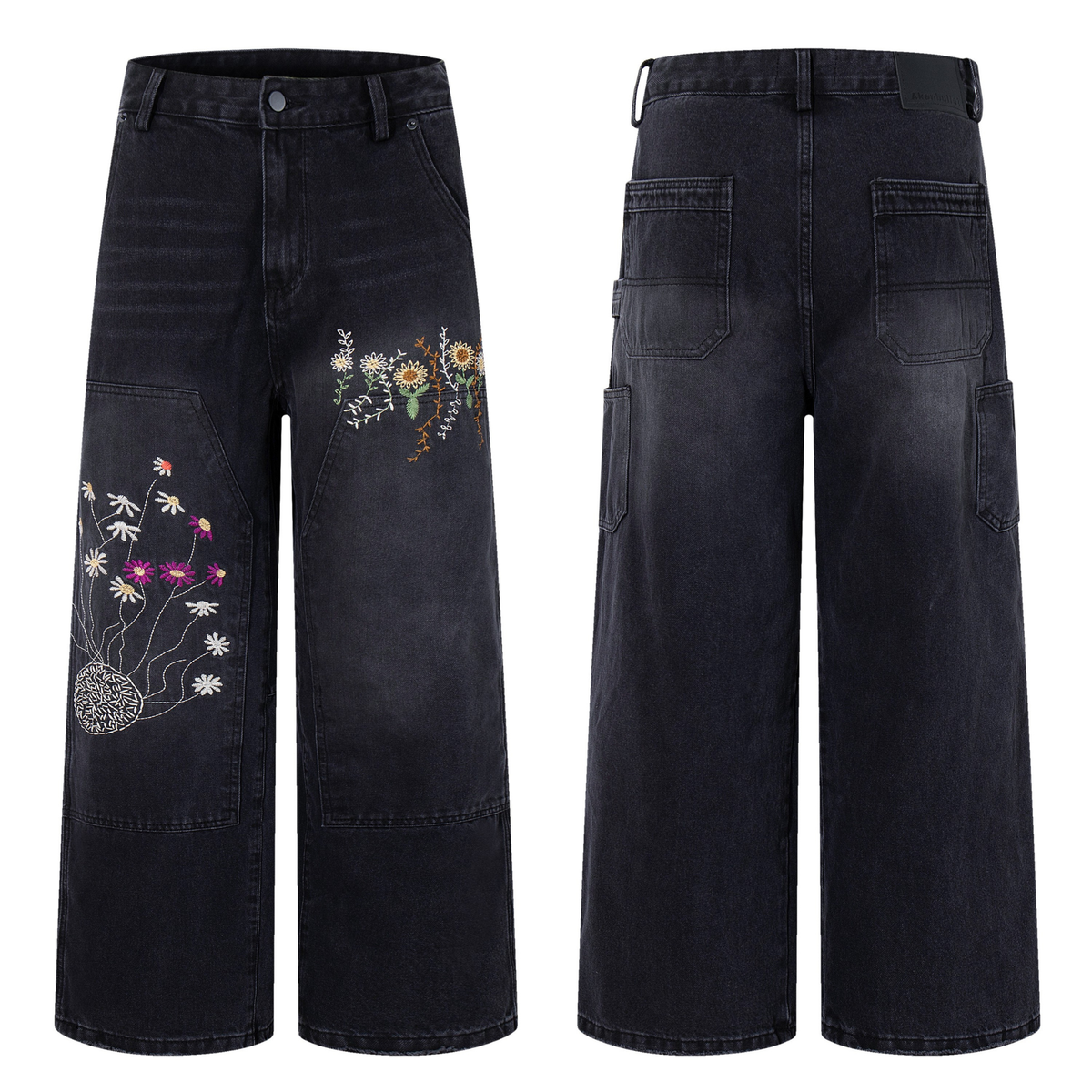 Madxmarx Floral Embroidered Wide-Leg Denim