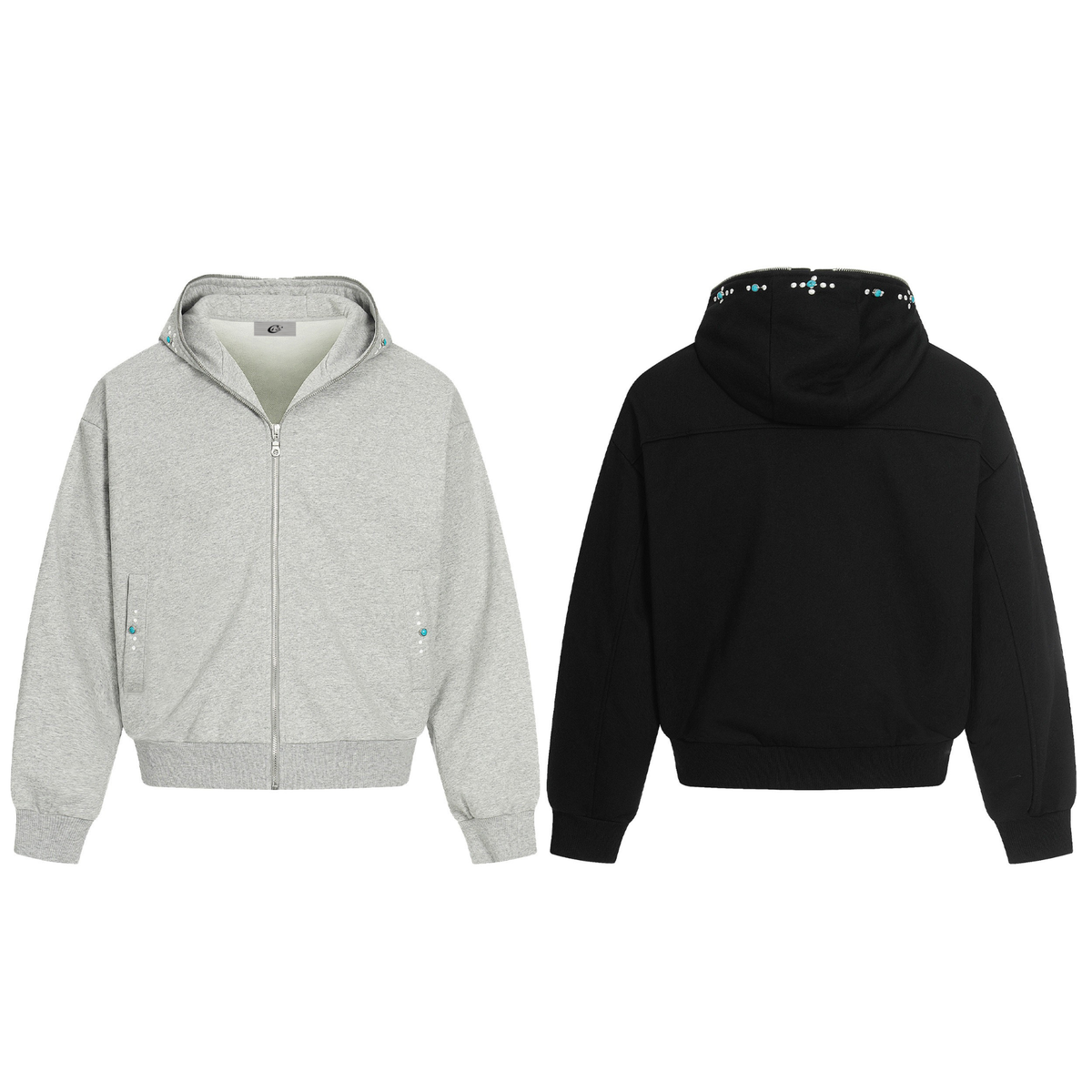 Madxmarx Minimal Dot-Detail Zip Hoodie