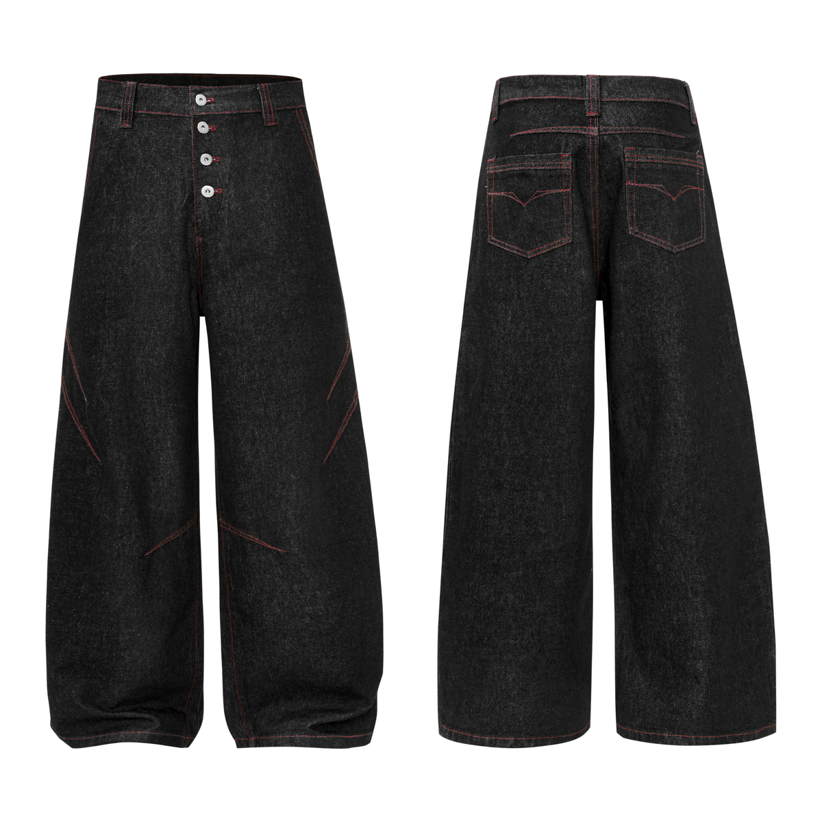 Pantalon en jean large à boutons multiples Madxmarx