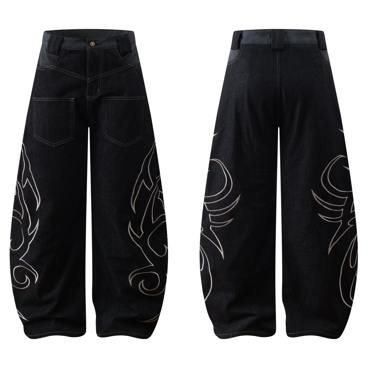 Madxmarx Tribal Embroidered Balloon Jeans