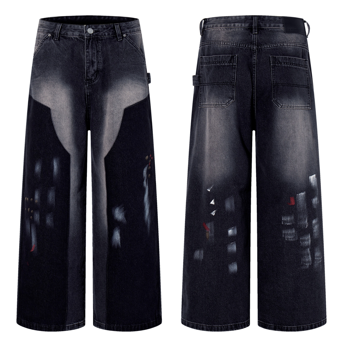 Madxmarx Brushstroke Fade Wide-Leg Jeans