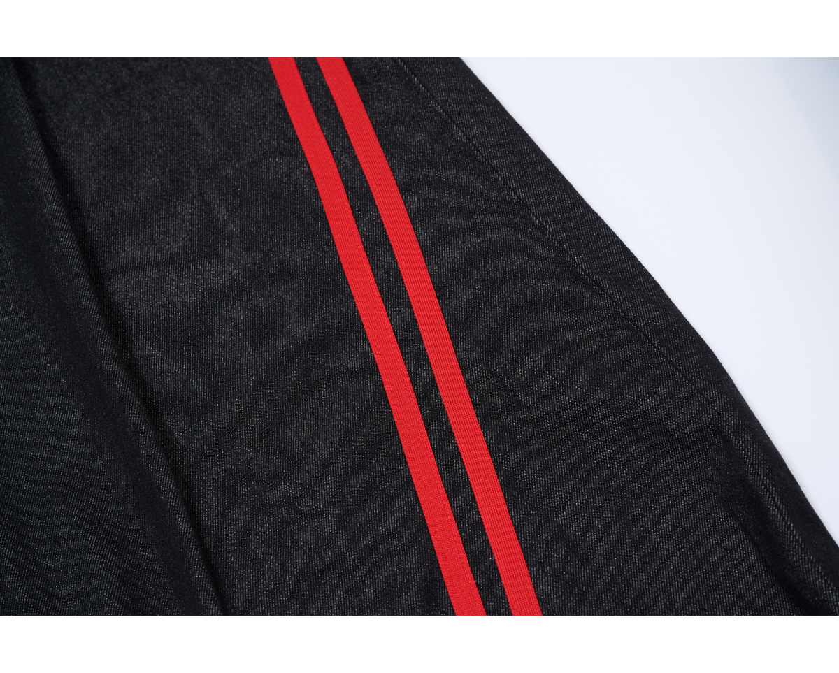 Madxmarx Red-Stripe Wide-Leg Cotton Pants