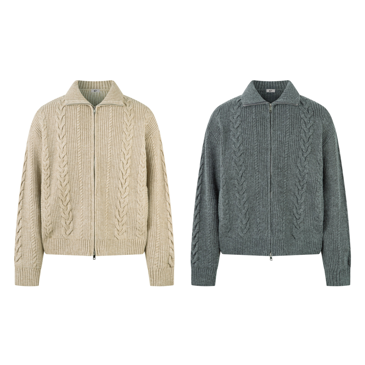 Madxmarx Cable Knit Zip-Up Sweater Jacket