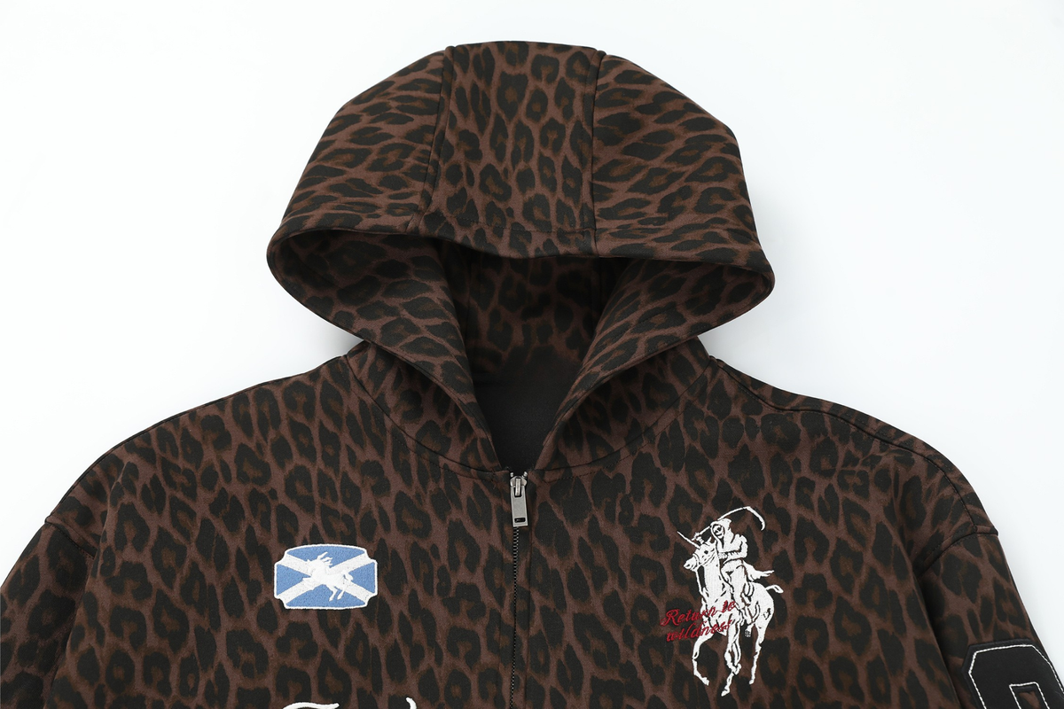 Madxmarx Leopard Crest Zip Hoodie