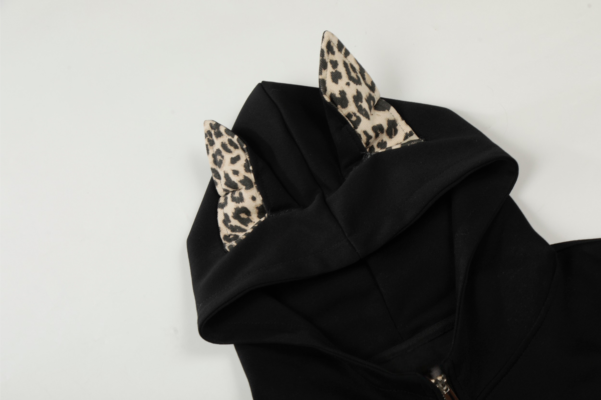 Madxmarx Leopard Panel Zip Hoodie