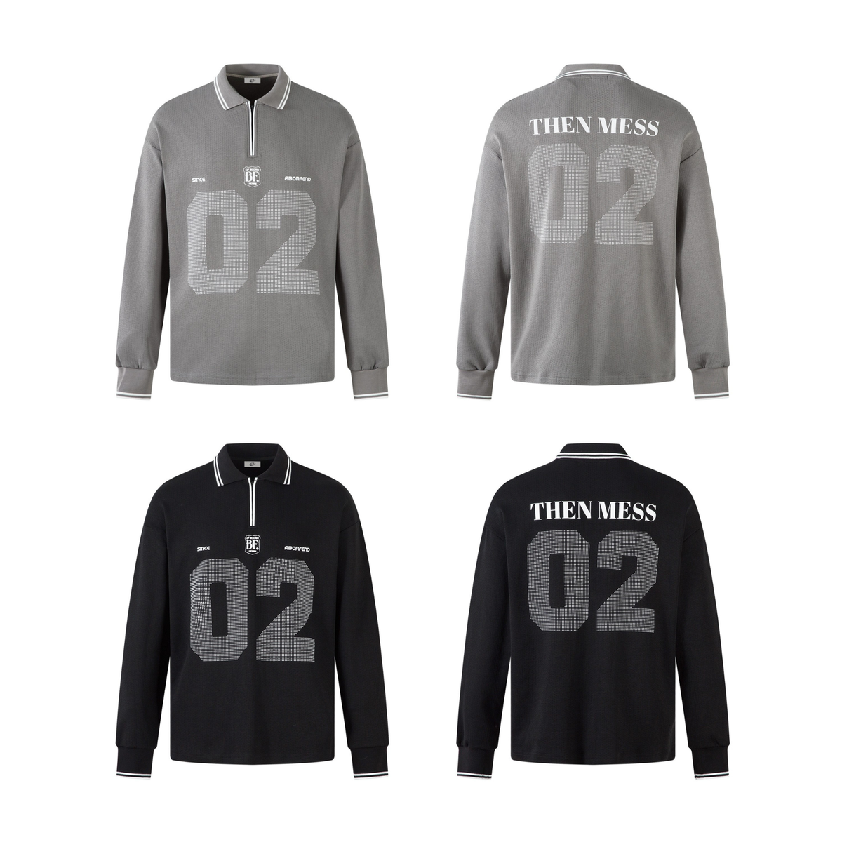 Madxmarx Varsity Langarm-Poloshirt aus Mesh