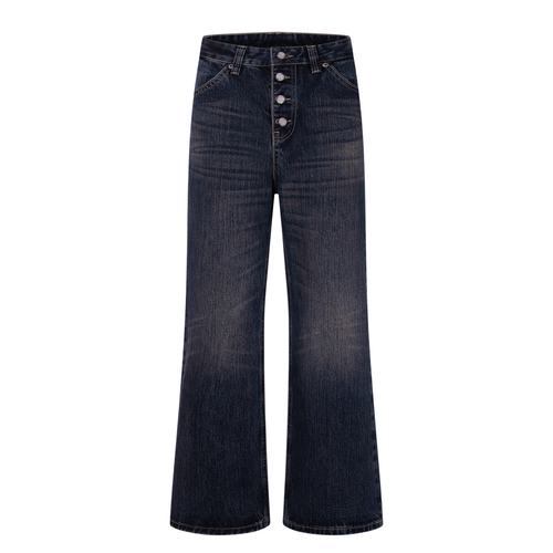 Madxmarx Vintage Button-Fly Wide-Leg Jeans - 2XS / Blue