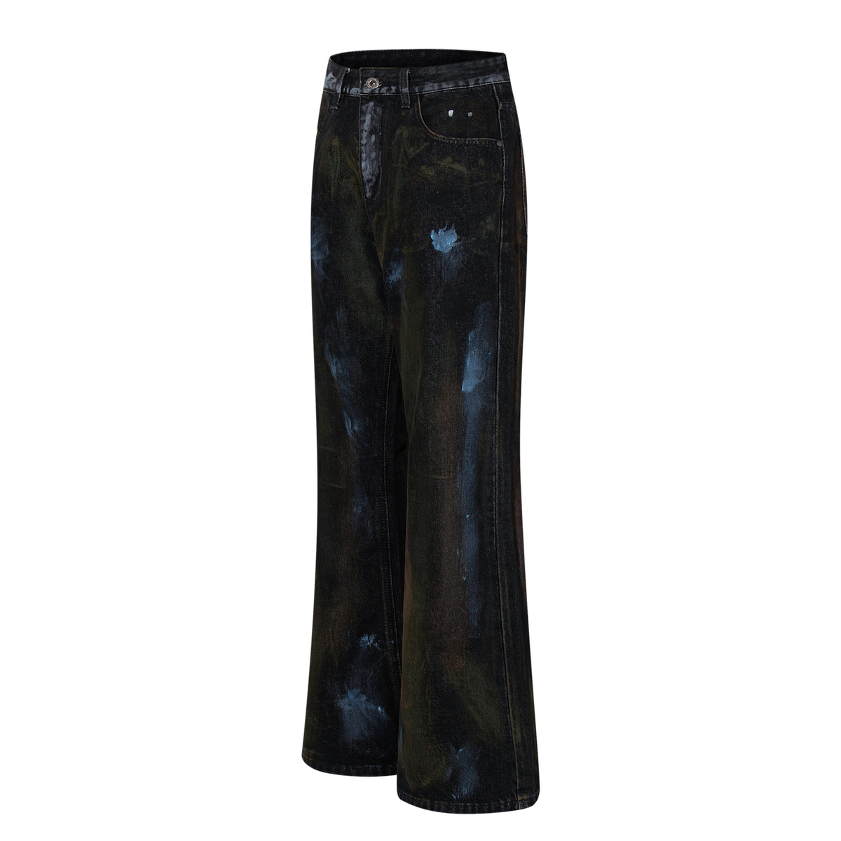 Madxmarx Hand-Painted Washed Wide-Leg Jeans