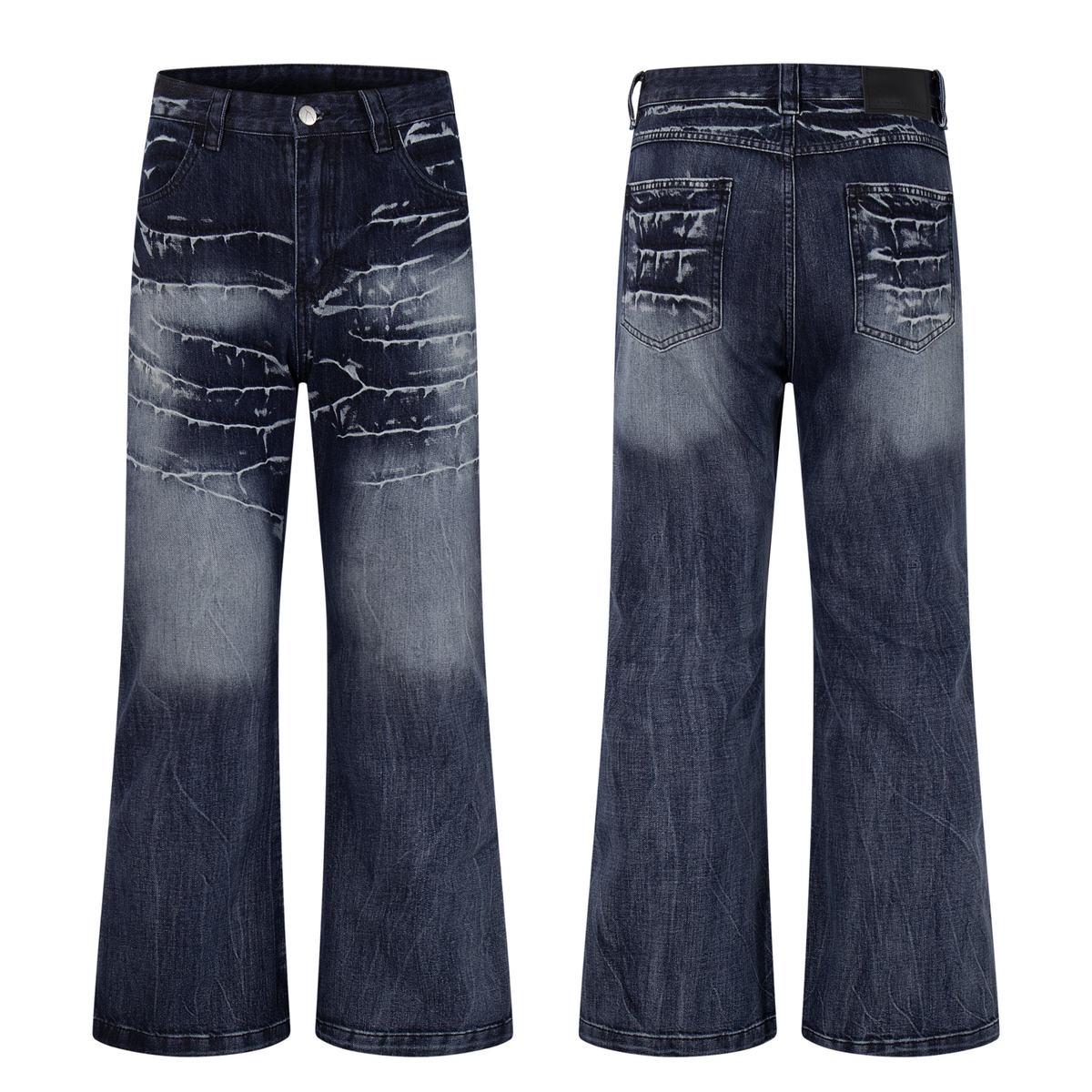 Madxmarx Cracked-Wash Wide-Leg Denim
