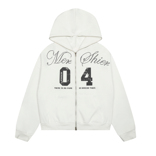 Sudadera con capucha y cremallera Madxmarx Punk-Script - M / Beige