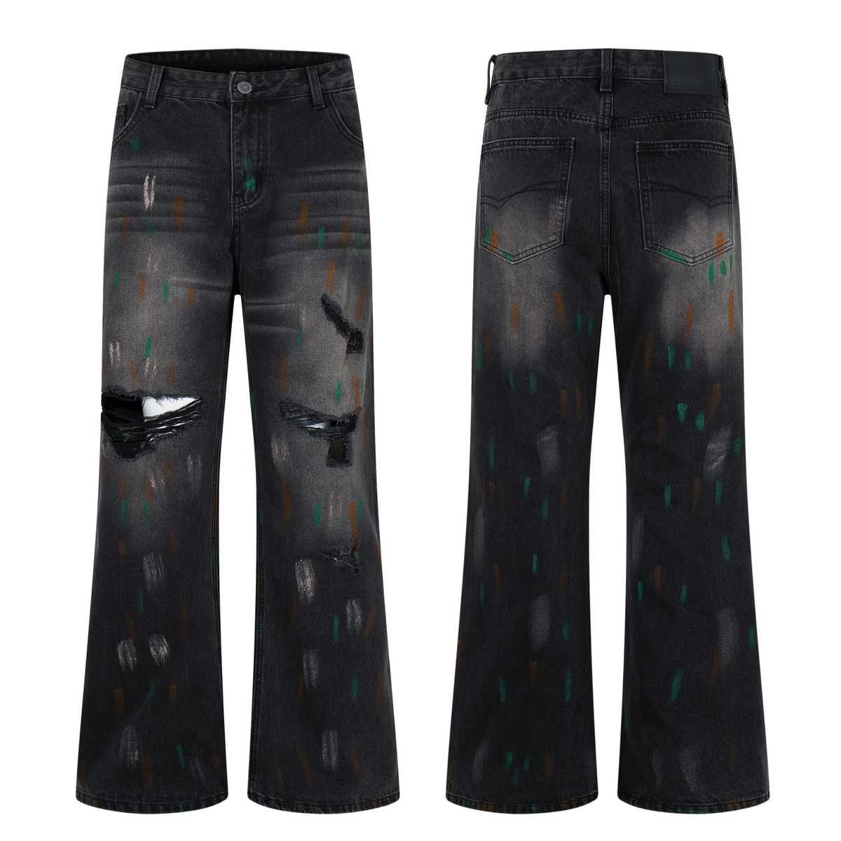 Jean large effet vieilli peint Madxmarx