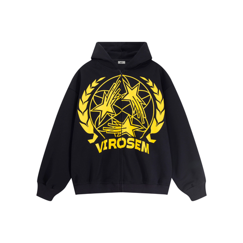 Madxmarx Star Crest Zip Hoodie - M / Black