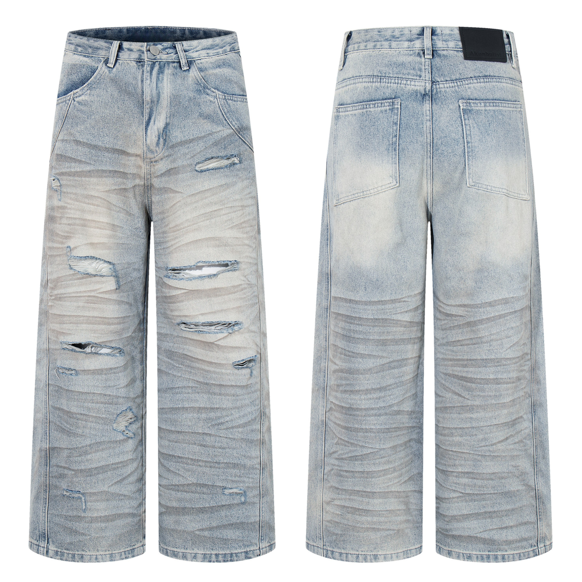 Madxmarx Heavy Whisker Destroyed Wide-Leg Jeans