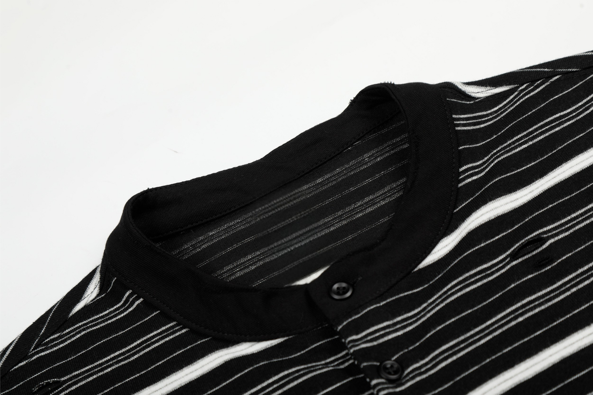 Madxmarx Striped Henley Long Sleeve Tee