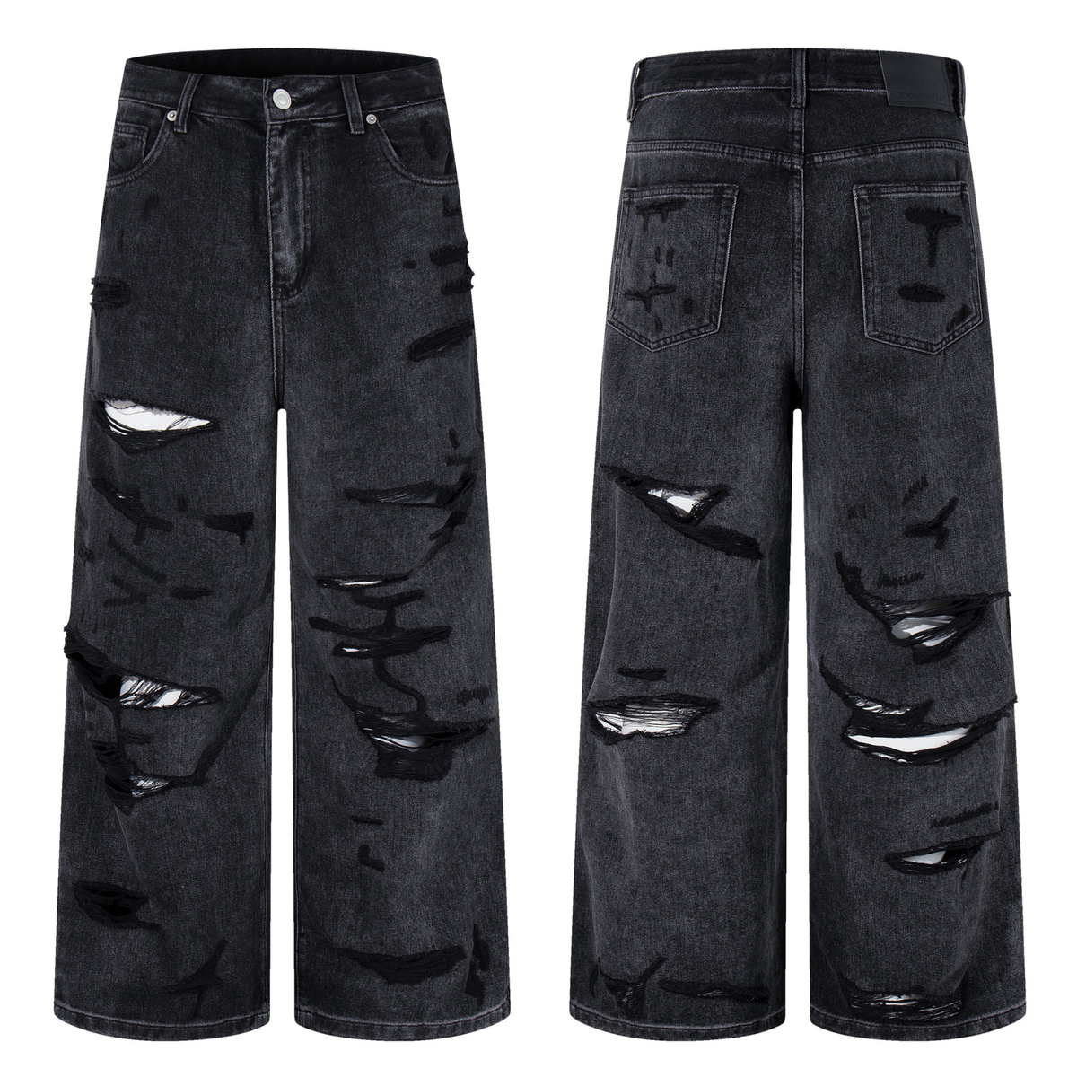 Madxmarx Jeans mit weitem Bein in beschichteter Distress-Optik