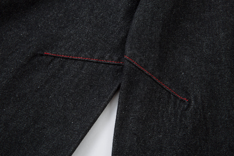 Madxmarx Red Stitch Embroidered Wide-Leg Jeans