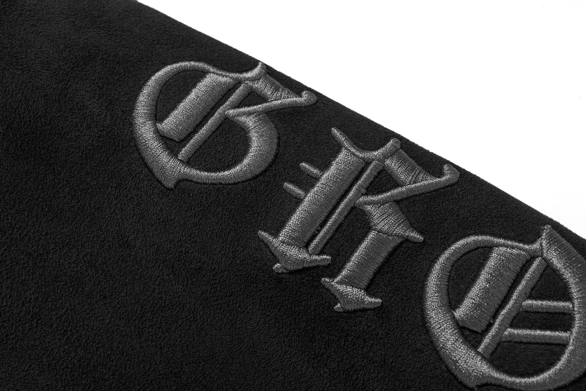Madxmarx Gothic Embroidered Suede Zip Hoodie
