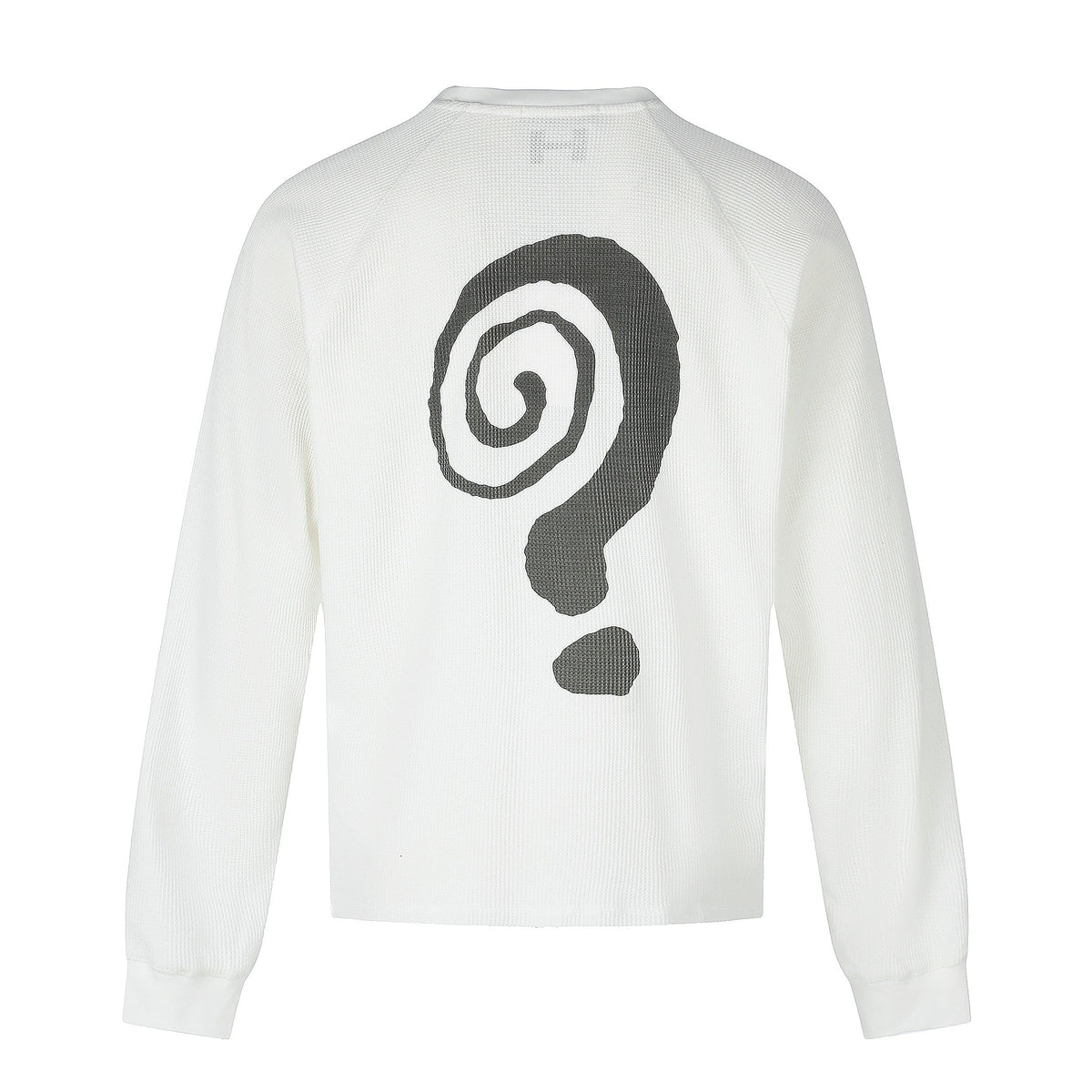 Madxmarx Abstract Letter Graphic Waffle Long Sleeve Tee